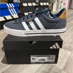 Adidas Men's Dark Blue and White Sneakers